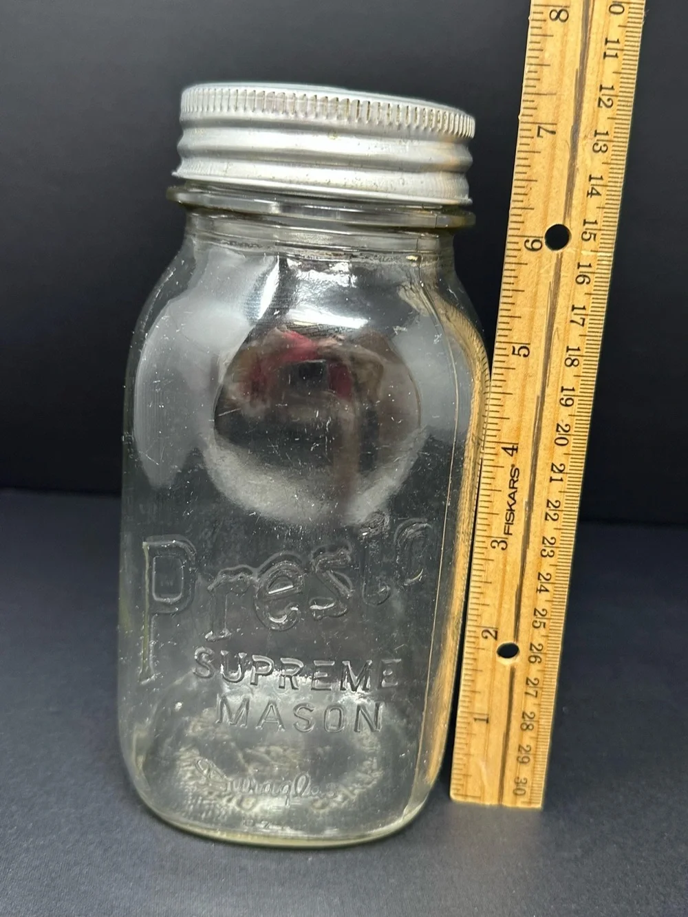 Vintage Presto Supreme Mason Jar Zinc Cap w/ Glass Lid Insert Owens-Illinois Co.